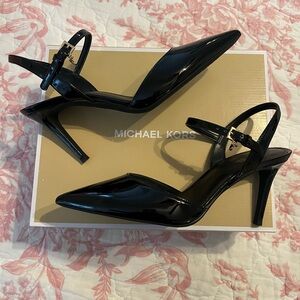 Michael Kors Shiny Black Slingback Heels